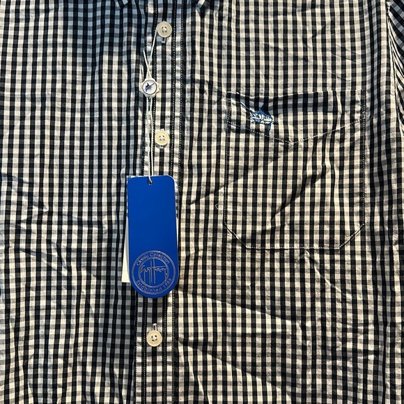 NWT! Guy Harvey Belmont Navy White Gingham Check Long Sleeve Button Down Shirt S - Picture 4 of 8